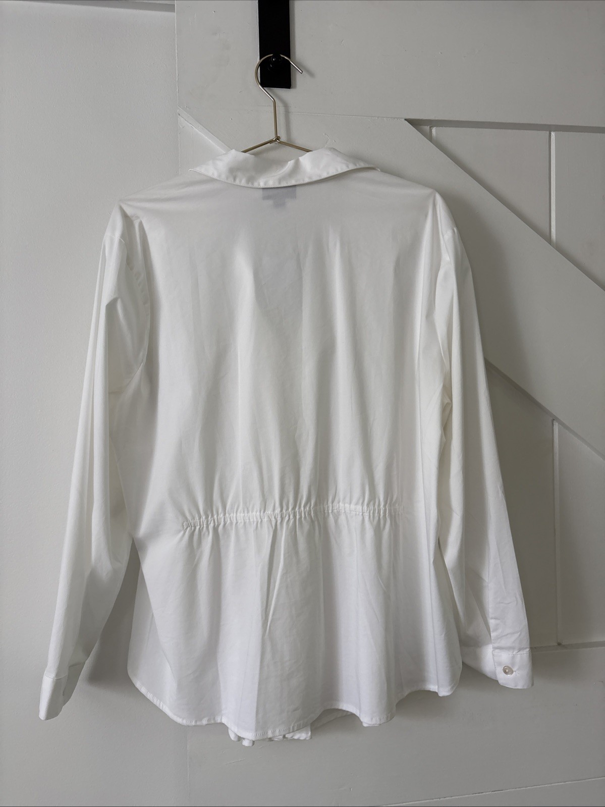 J. Jill Wearever Collection Poplin Shirt Ruched Twist Front Detail XL White