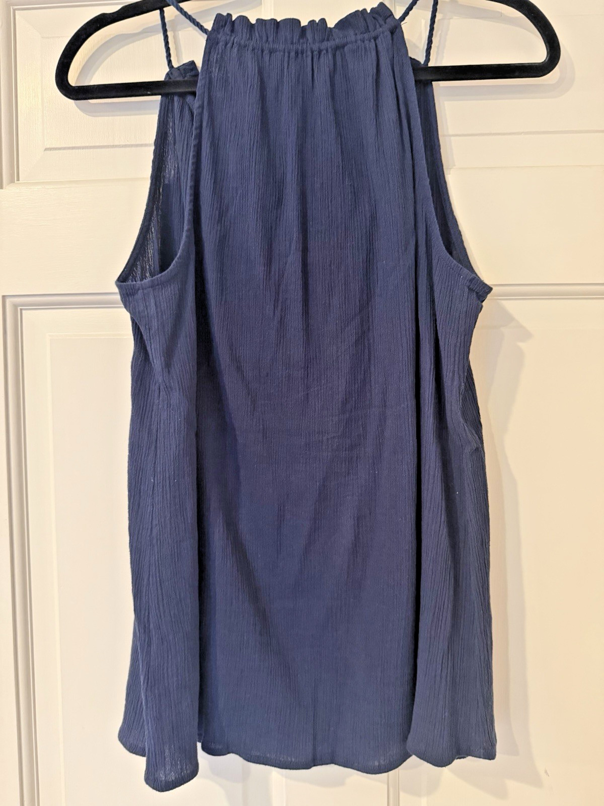 Market & Spruce Women’s M Navy Embroidered Tasseled Tank Boho Peasant