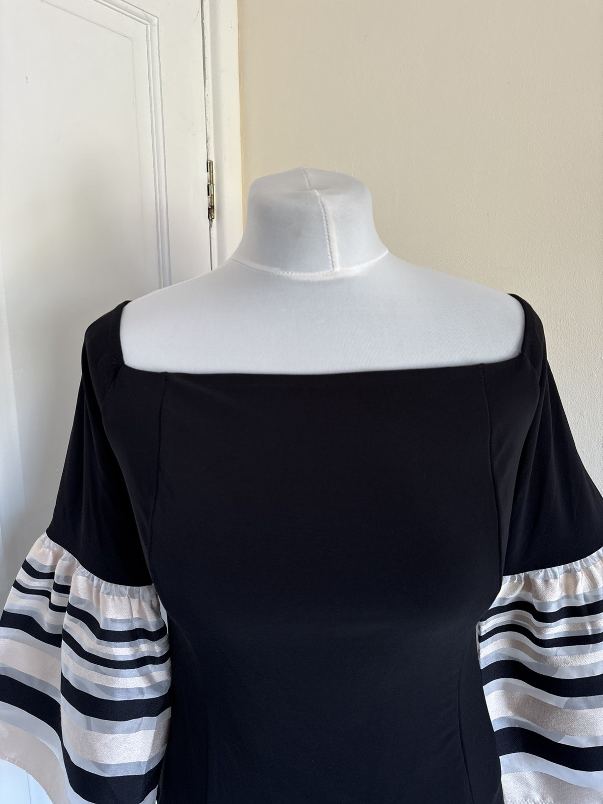 Joseph Ribkoff Ladies Black Off the Shoulder Flared Sleeve Top Size UK 12 BNWT