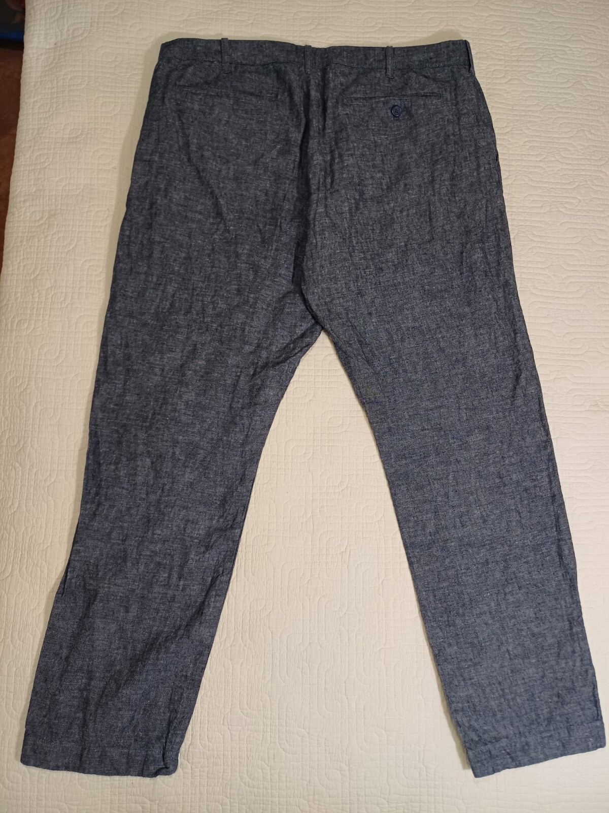 J Crew Pants Mens 38×31 Blue Linen Blend The Sutton Slim Straight Chino Trousers