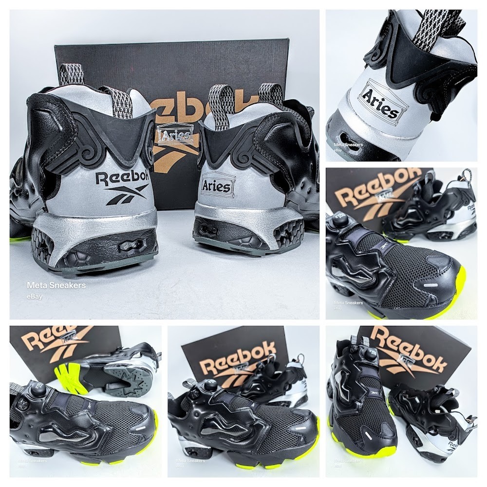 Reebok Aries InstaPump US 12 Men’s Black Silver Yellow Retro Fury 100208650 New