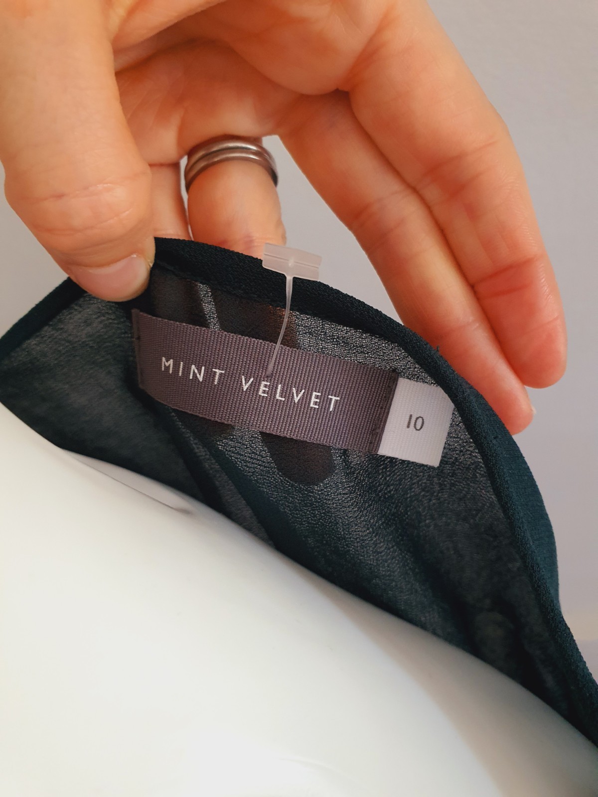 Mint Velvet Dark Green Star Embroidered Draped Top, UK Size 10