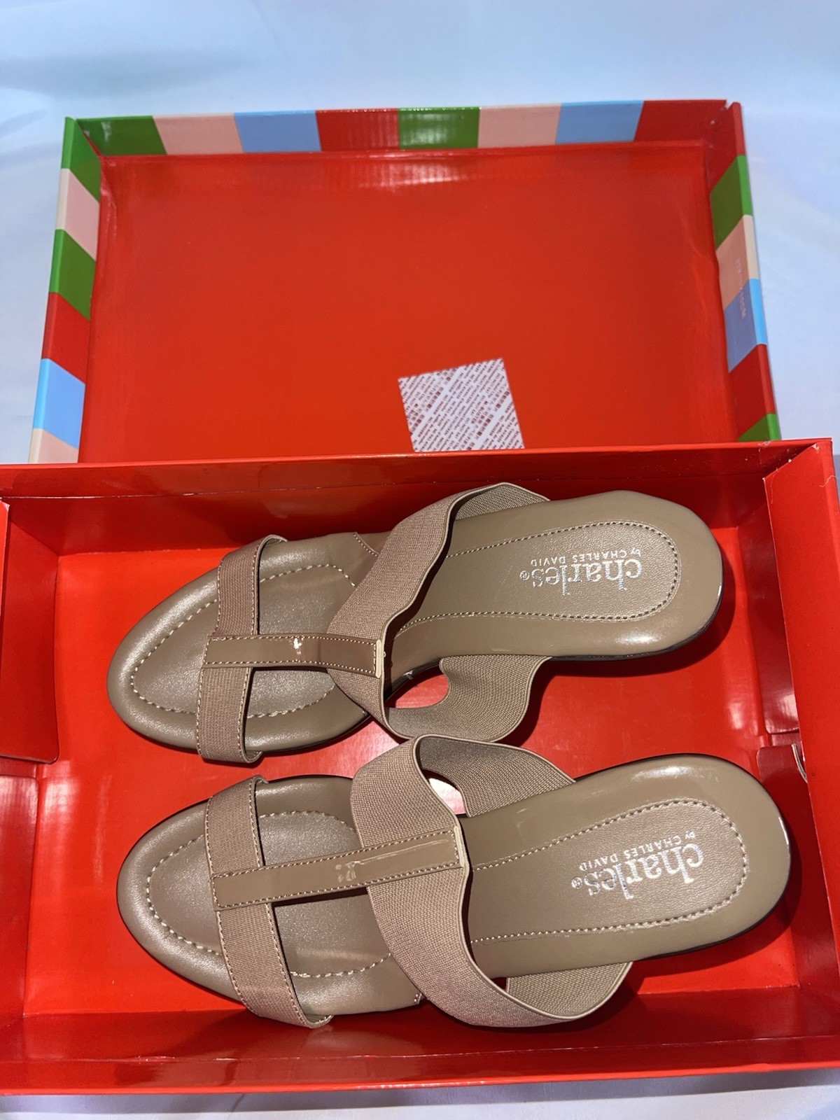 Charles by Charles David Women’s Camel Stretch T-Strap Wedge Sandals 7.5 M