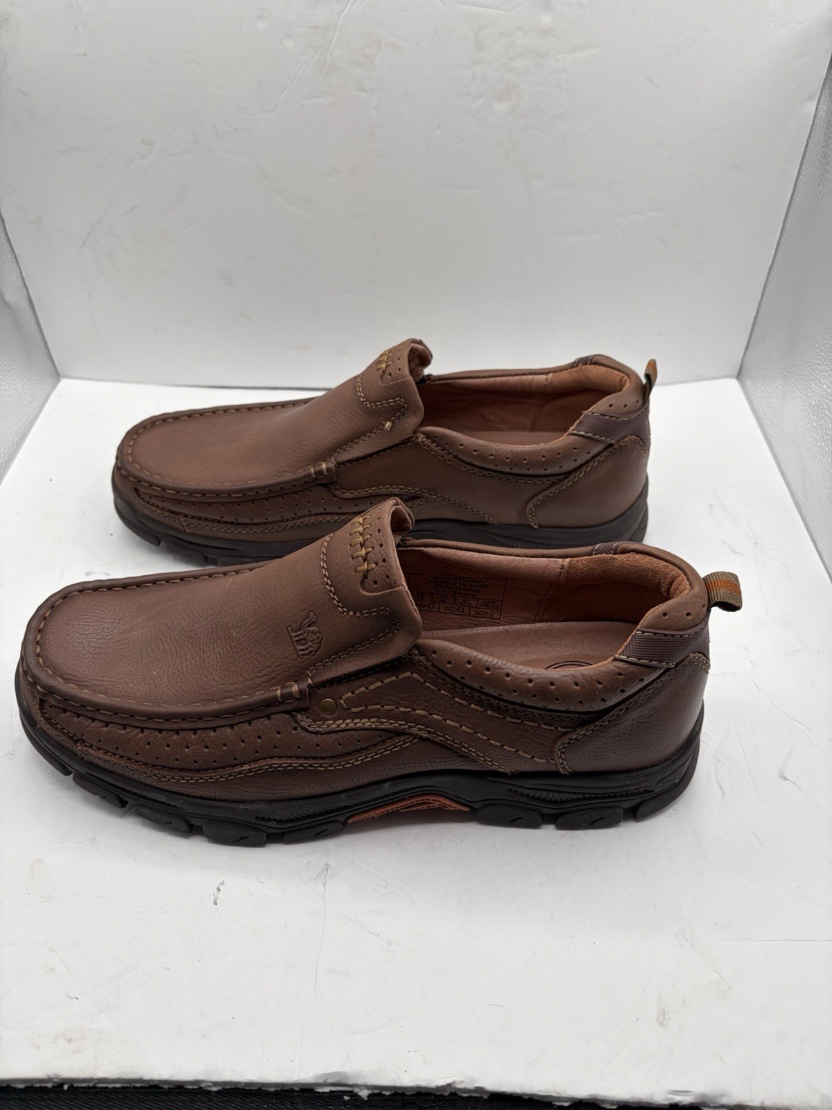CAMEL CROWN Men’s Size 13 Slip On Loafers Khaki Brown Leather Casual Shoes