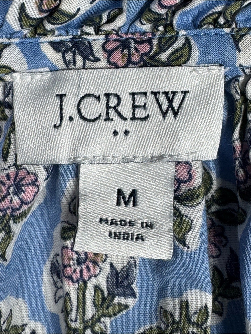 J.Crew Factory Women’s Split Neck Peasant Artist Top Floral Block Print Size M
