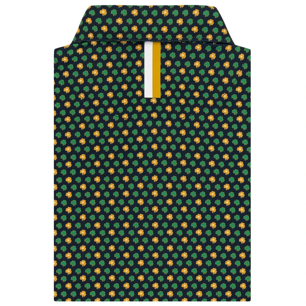 Rhoback Notre Dame Golden Clover Men’s Short Sleeve Collegiate Polo – Golf Comfo
