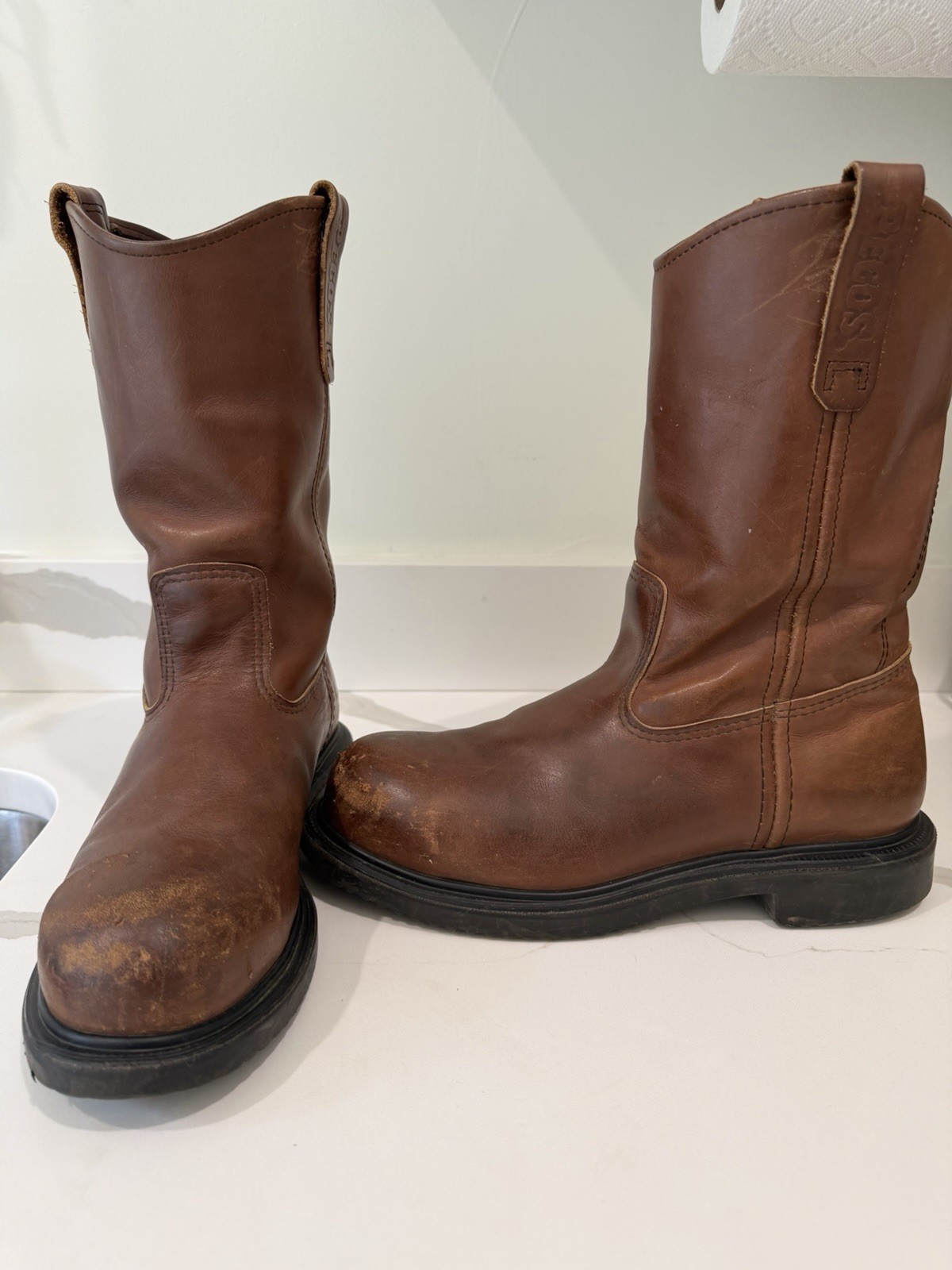 Red Wing Shoes Men’s Brown Leather Wellington Pull-On Oil Resistant Boots 8.5