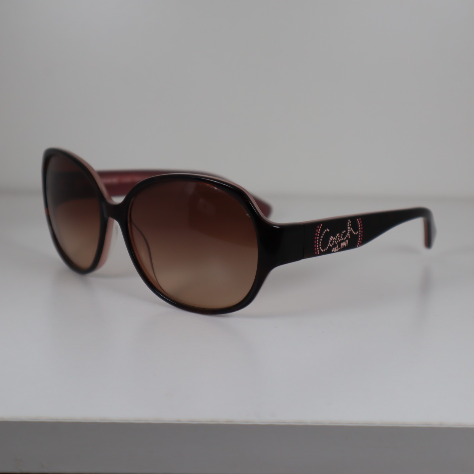 Vintage Coach S2030 Pink/Brown Tortoise Round Logo Sunglasses 58-15-120mm READ