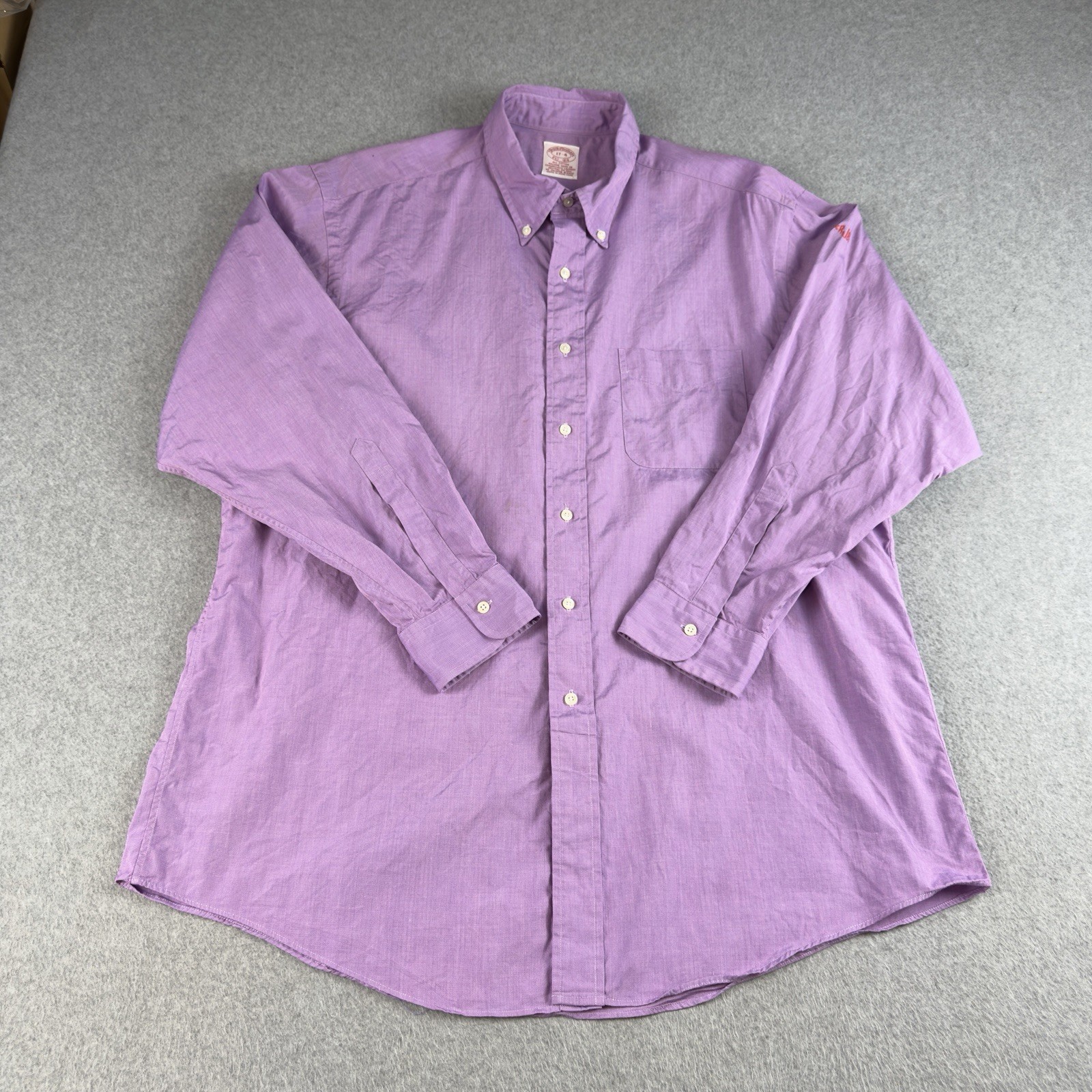 Vintage Brooks Brothers Purple Oxford Button Down Shirt 17/34 Cotton XL