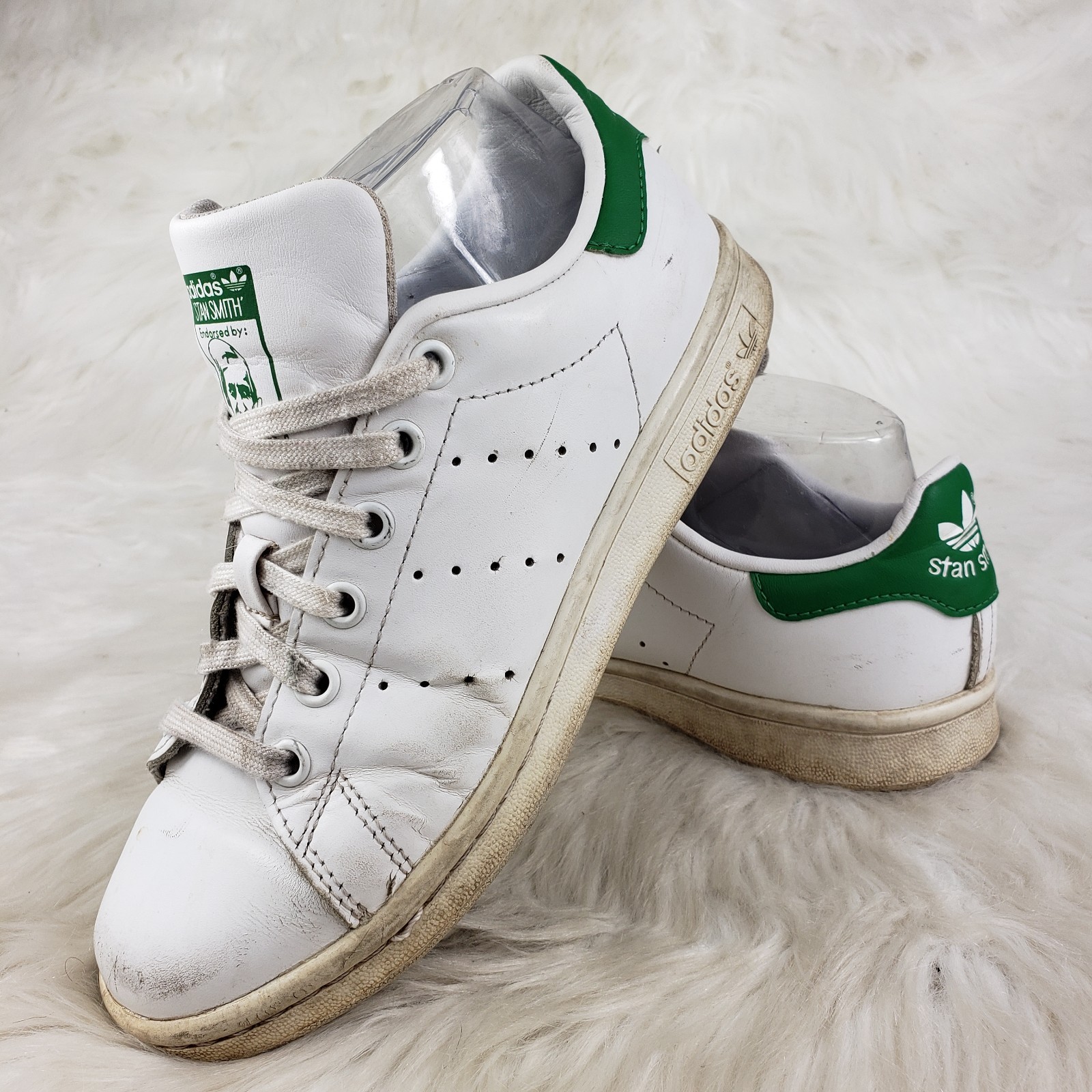 ADIDAS STAN SMITH White Green Skate Shoes Womens Size US 6 EUR 37 1/3