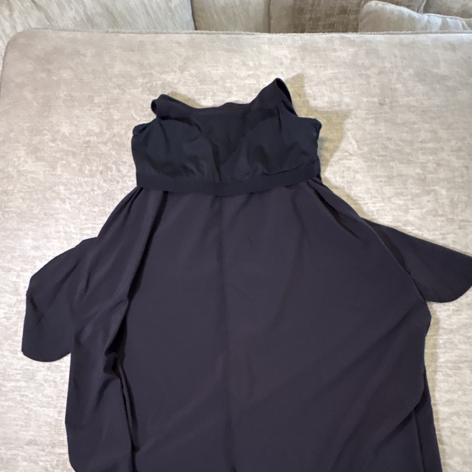 Women’s L Black Solid Fit & Flare Scoop Neck Sleeveless Layered Lined Dress