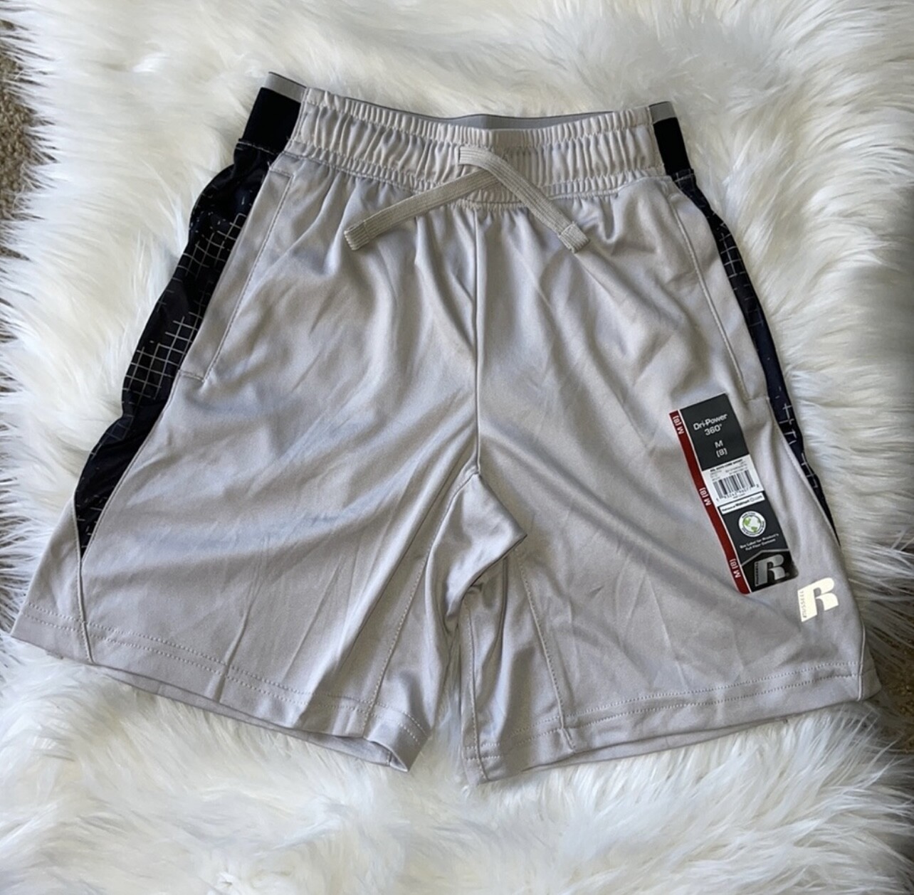 Dri-power 360 Boys Core Short Russell. Available in size M(8) & XL (14-16). NWT