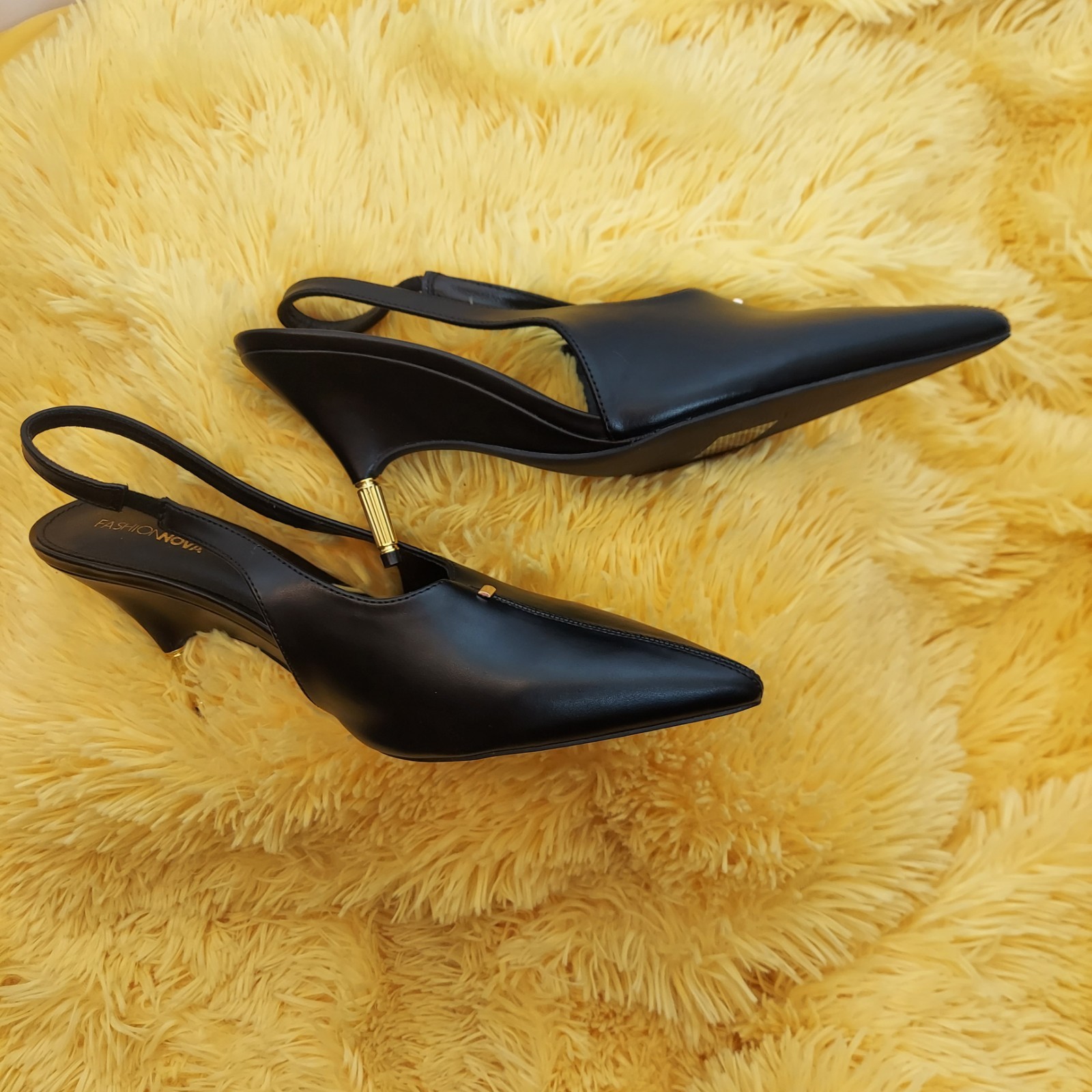 Fashion Nova Black Pointed Toe Slingback 3.5 inches