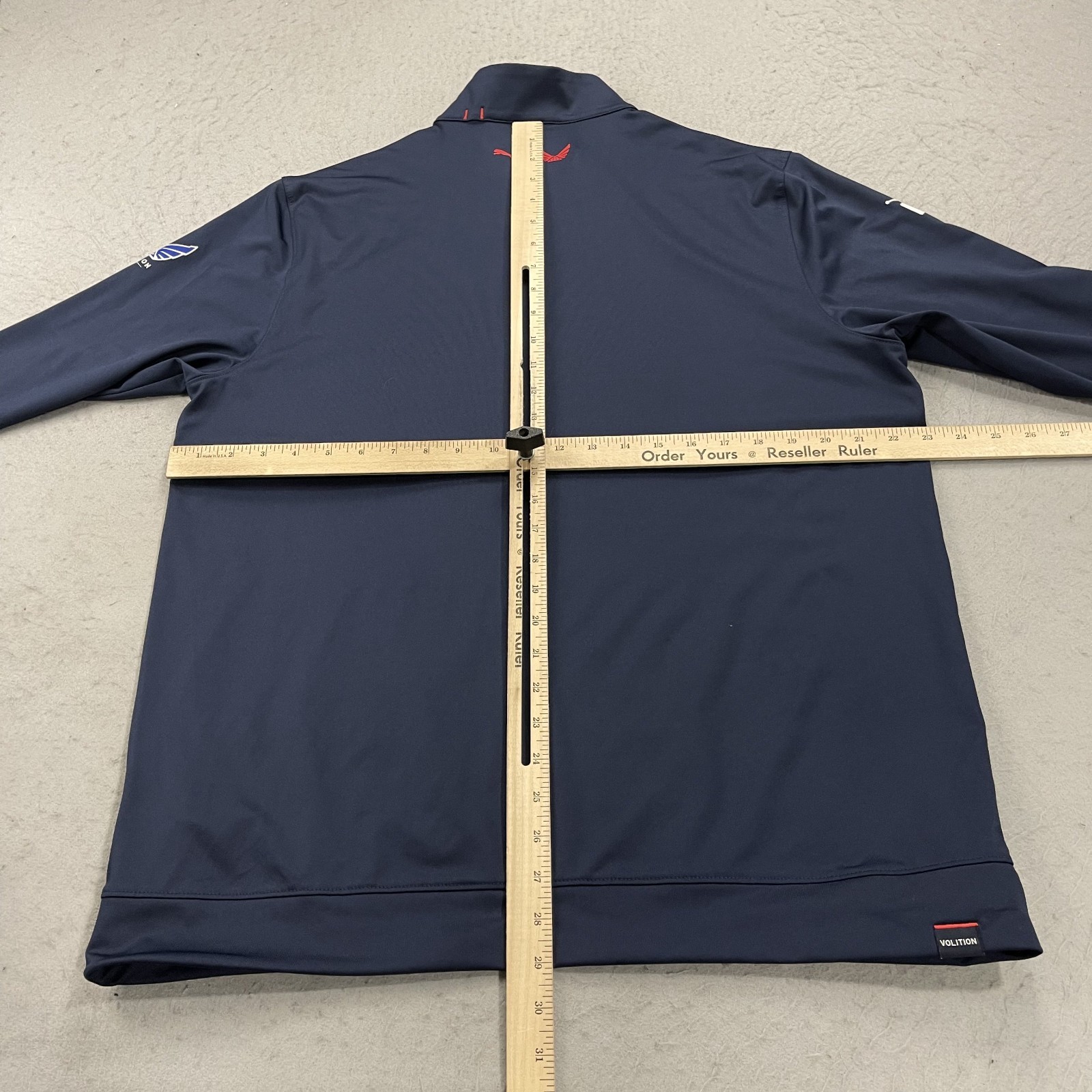 Puma Volition Golf Jacket Mens Large Blue Flag 1/4 Quarter Zip Cobra Logo Tour
