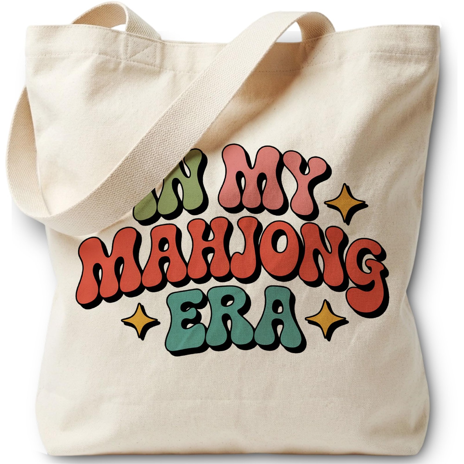 LRYBUD In My Mahjong ERA Tote Bag, Canvas 13.8 x x 0.6 inches, Yellow