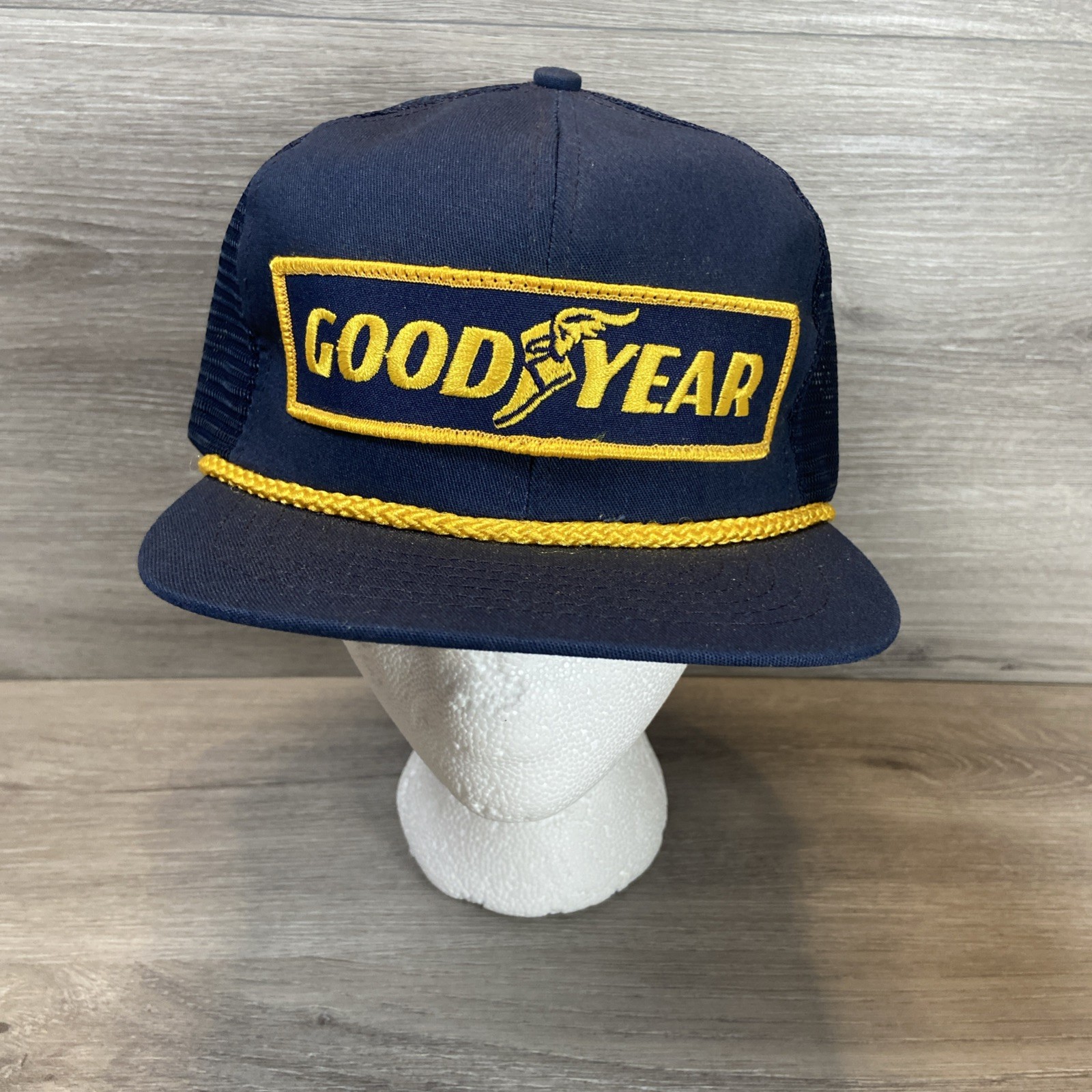 Vintage Goodyear Hat SnapBack Cap Swingster #1 Racing Patch Blue Gold USA
