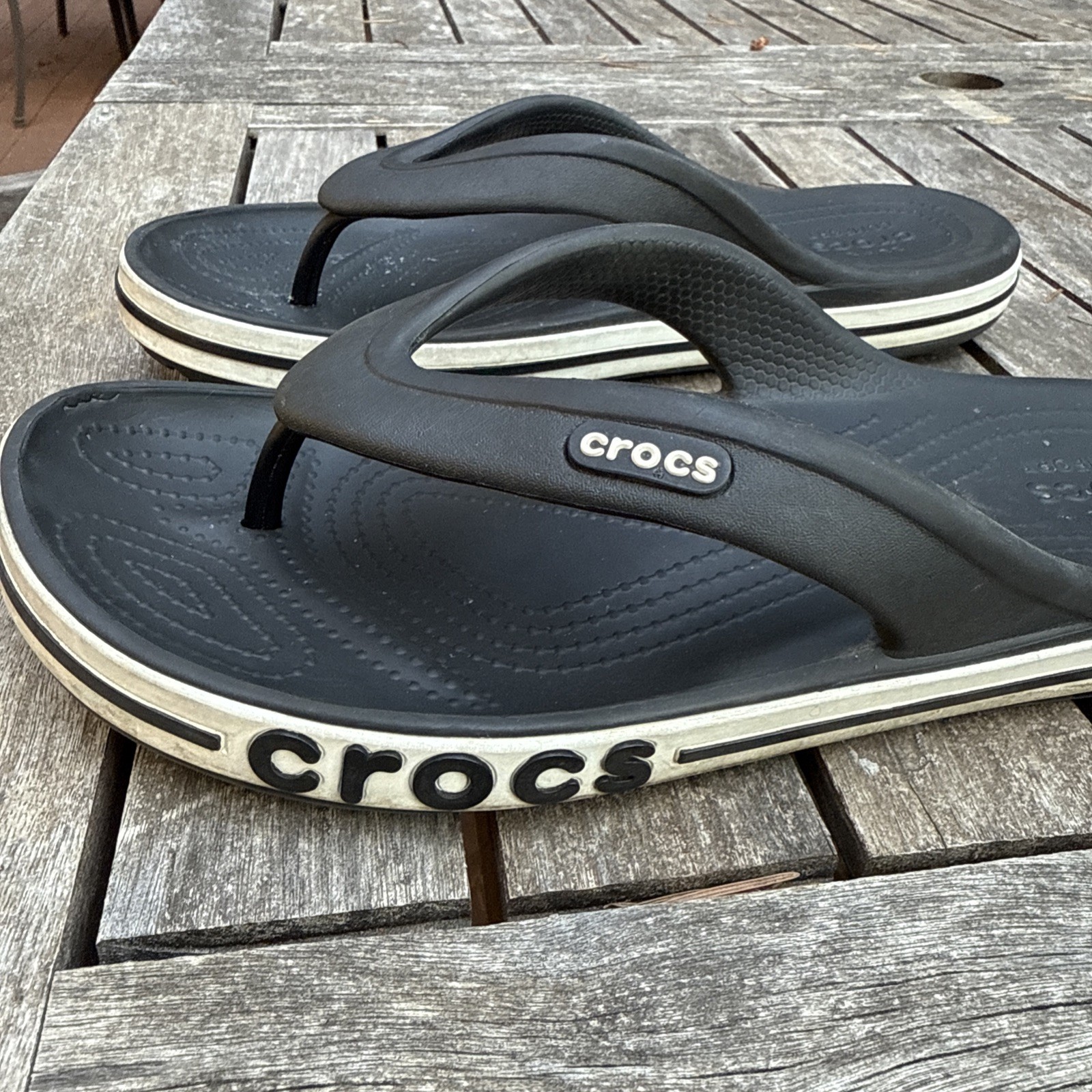 Crocs Sandals Bayaband Black White Flip Flops Water Friendly Women’s 8 Men’s 6