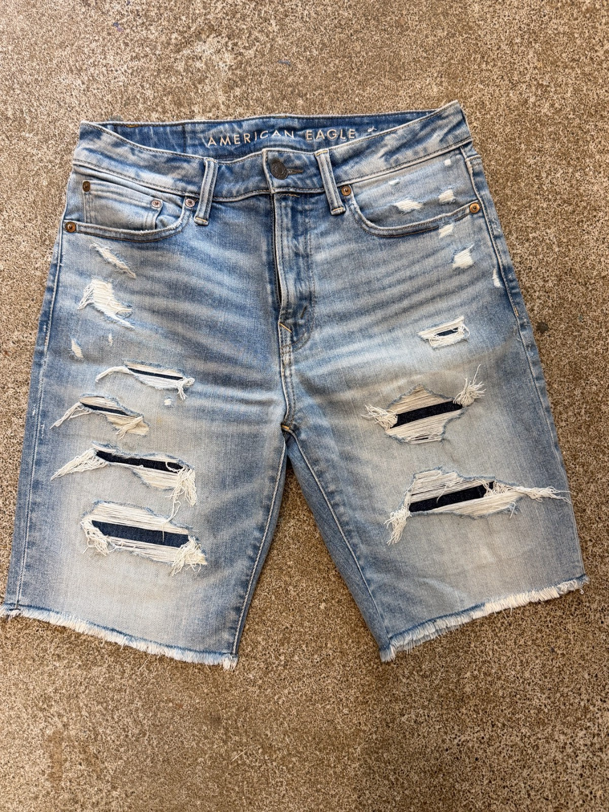 American Eagle Next Level Airflex Distressed Denim Cutoff Shorts size 30