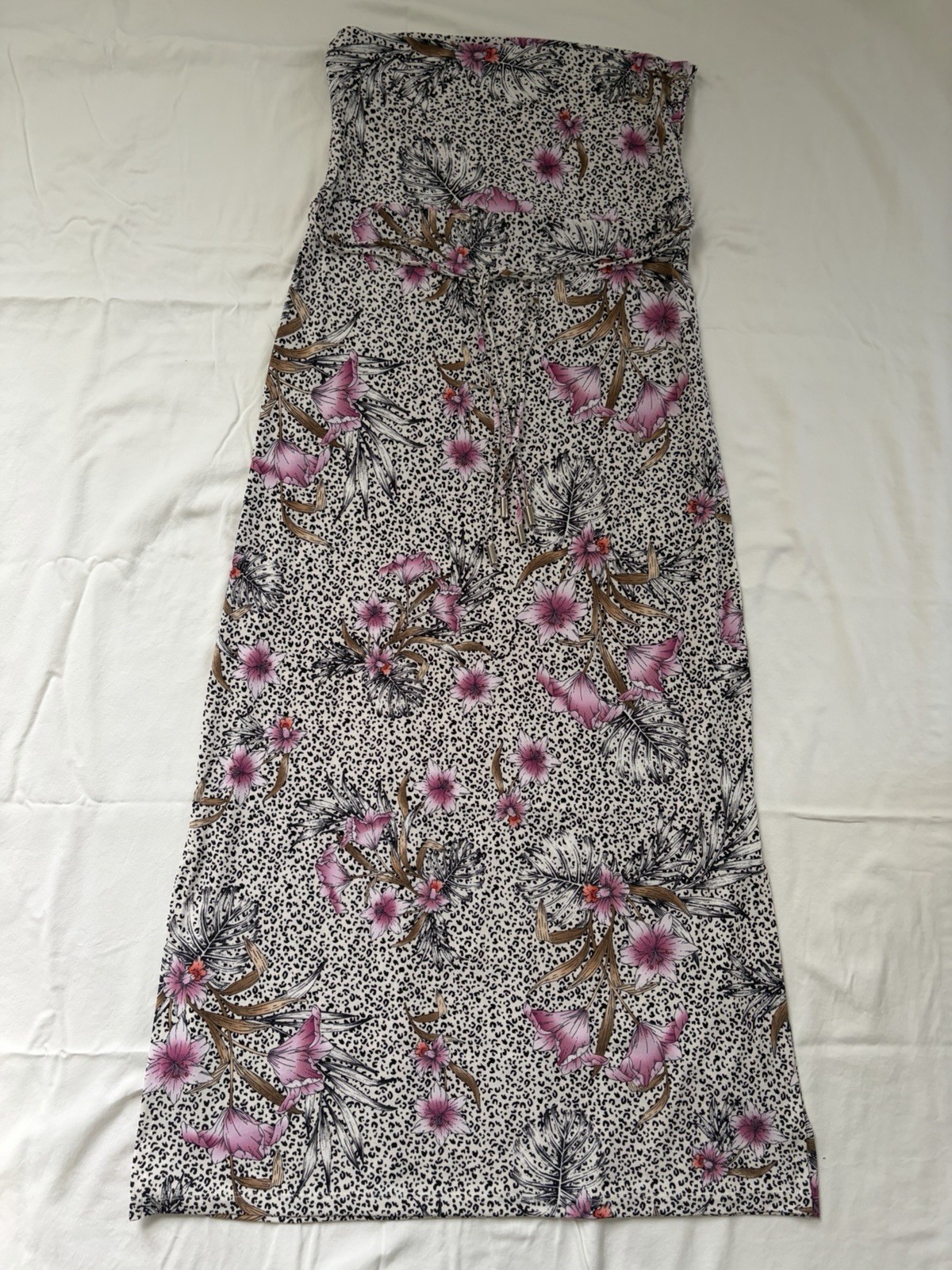 White House Black Market Floral Strapless Maxi Dress Size M