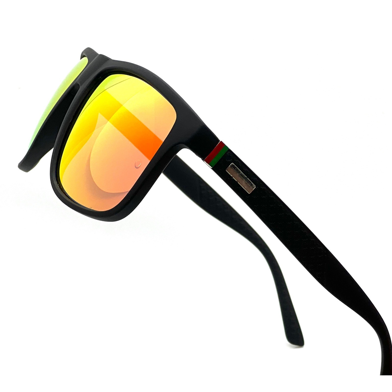 Women Black Red Mirror Lens Square Frame Sport Sunglasses Modern Casual Outfit