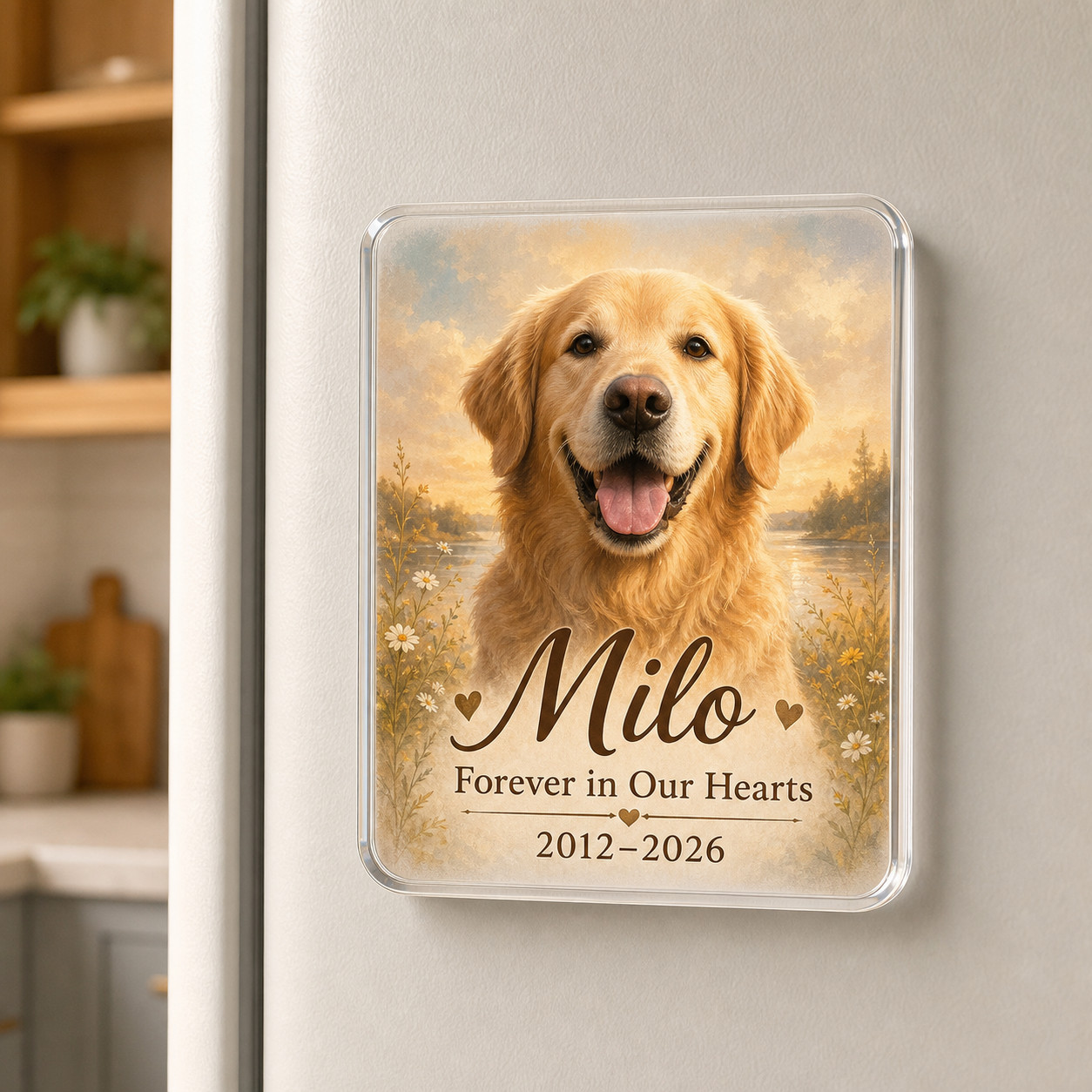 Personalized Pet Memorial Photo Magnet Custom Name Dates
