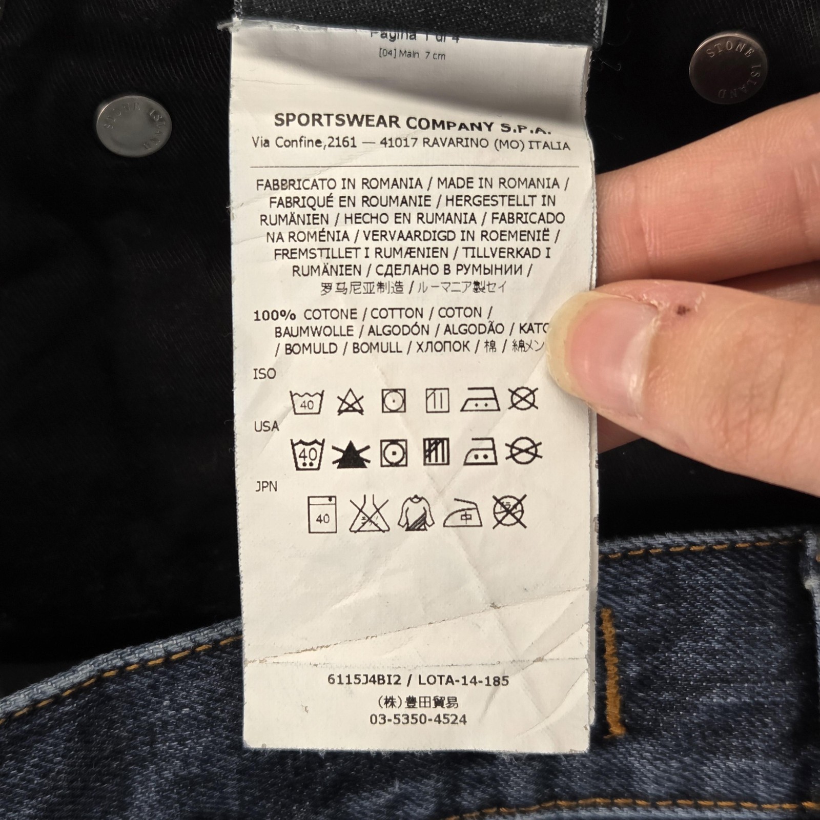 Stone Island Jeans Mens Blue RE-T Medium Wash Slim Button Fly Fits 32×32