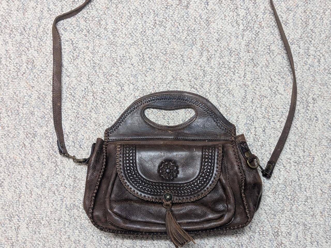 vintage PATRICIA NASH italian leather TOOLED western purse BOHO brown saddle