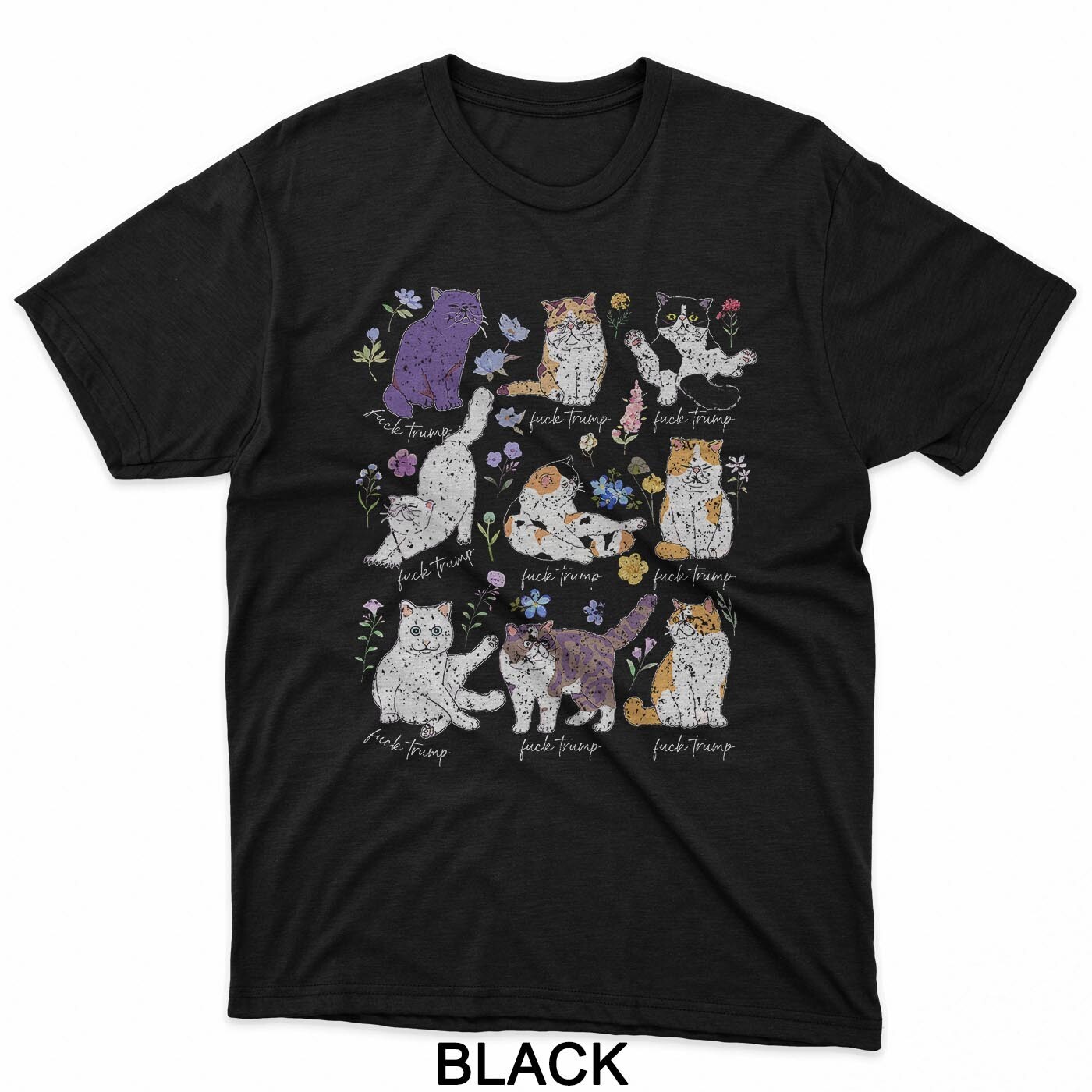 Subtle Anti-Trump Cat Floral Not My President Resist Protest T-Shirt