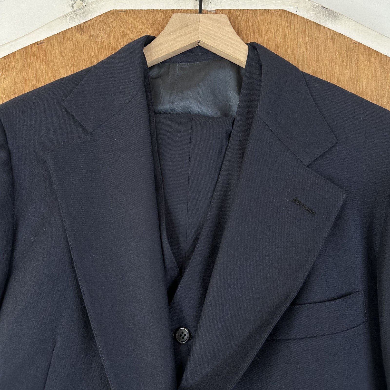 VTG Redwood & Ross Suit Mens 40L Navy Blue 2 Button Wool Pants 30×35 3 Piece 70s