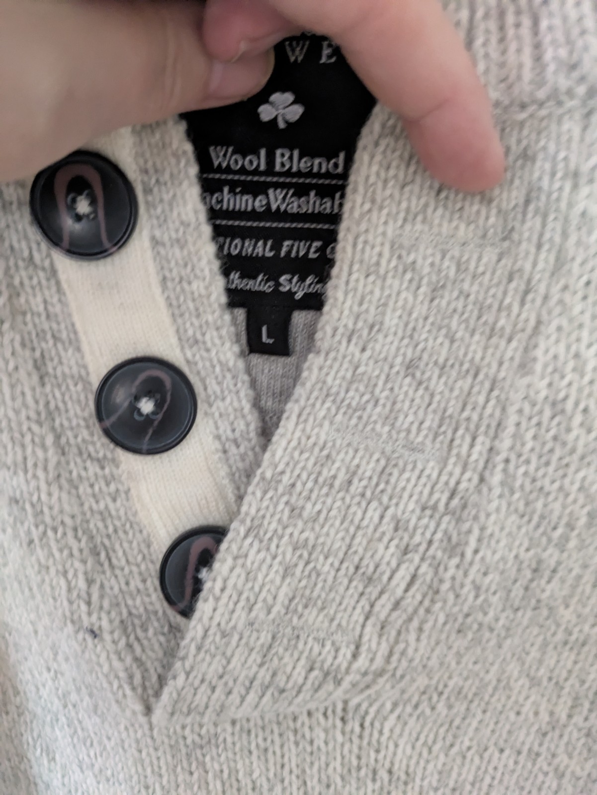 Emerald Isle Knitwear Mens Galway Jumper Heathered Light Gray Sz L Elbow Patches