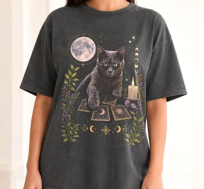 Black Cat Occult T-Shirt, Black Cat Tarot Shirt,