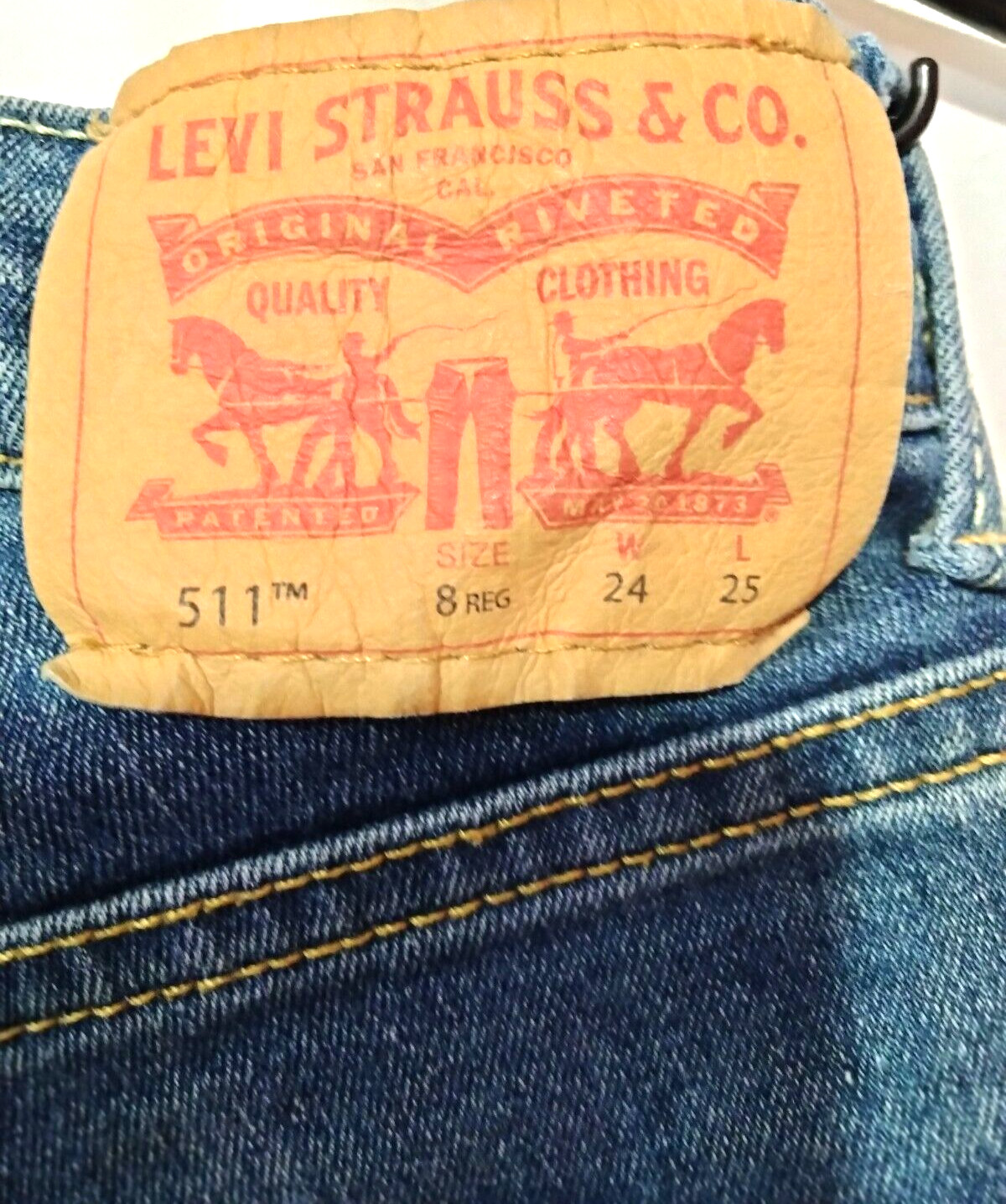 Levis Boys Blue Jeans 511 Slim Fit Denim with Reflective Details 8 Reg W24 L25