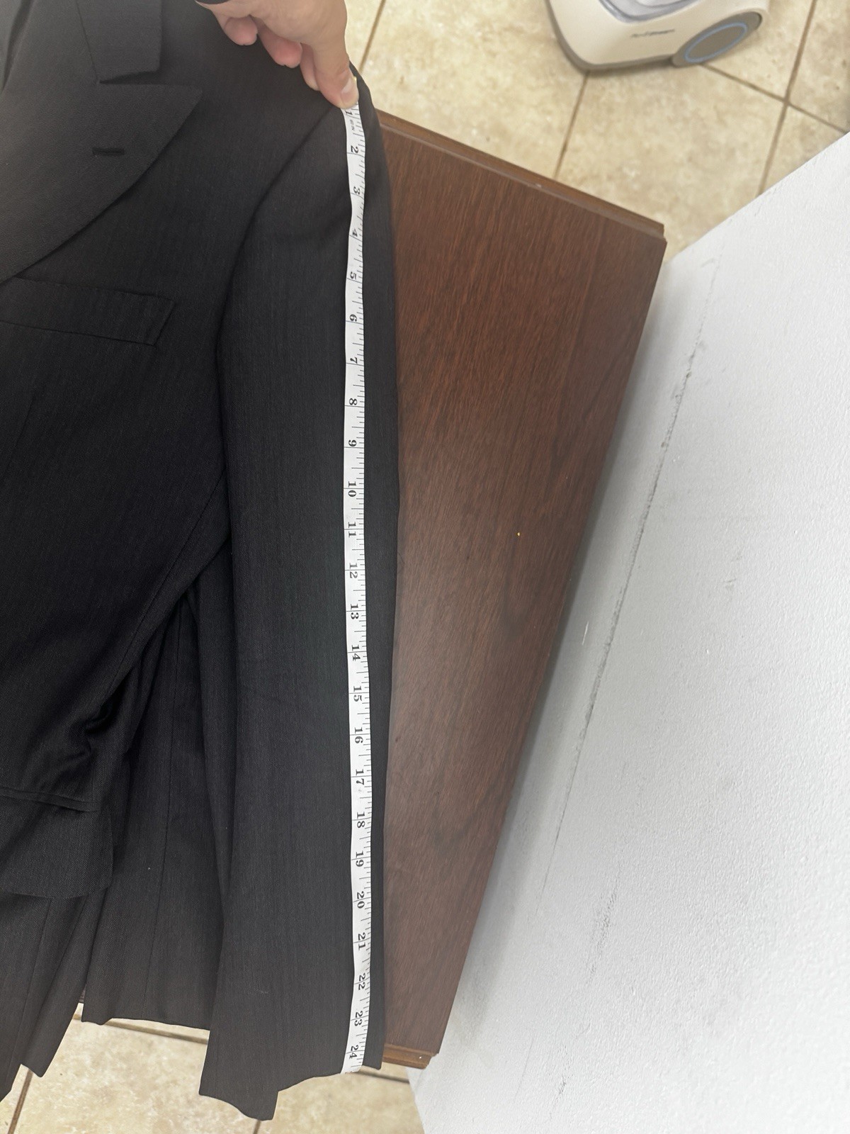 Brioni Double Breasted Suit, 41R, Black Herringbone