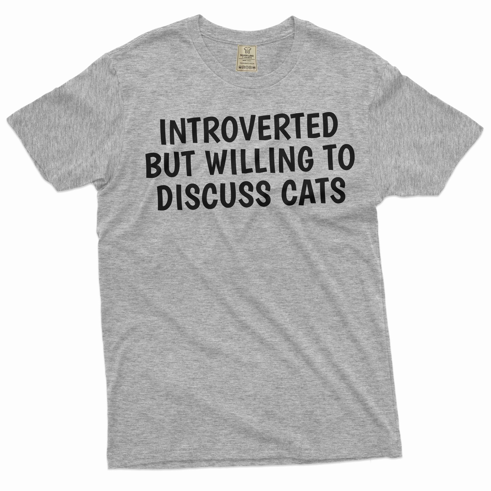 Funny Cat owner T-shirt introverted by willing to discuss cats pet cat tee shirt