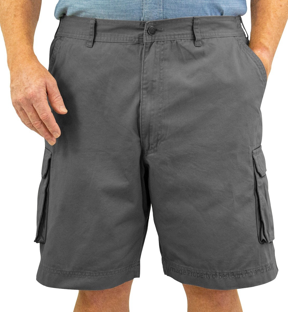 ROCXL Cargo Shorts with Expandable Waist Back Pocket Flaps – GRAY