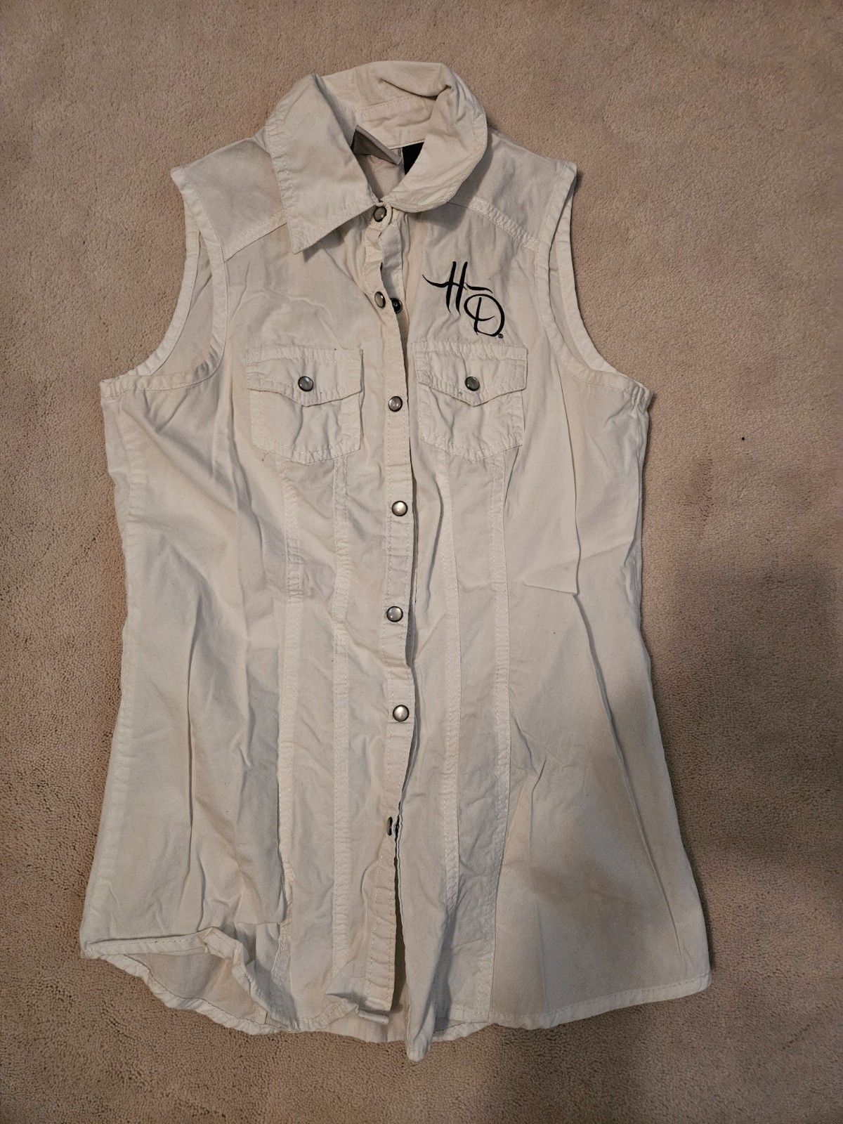 Harley Davidson womens white button down tank top