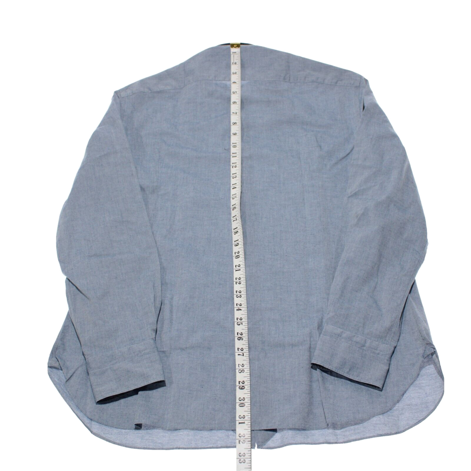 Boglioli NWT Casual Button Down Shirt Size 17 43 In Solid Blue Light Chambray