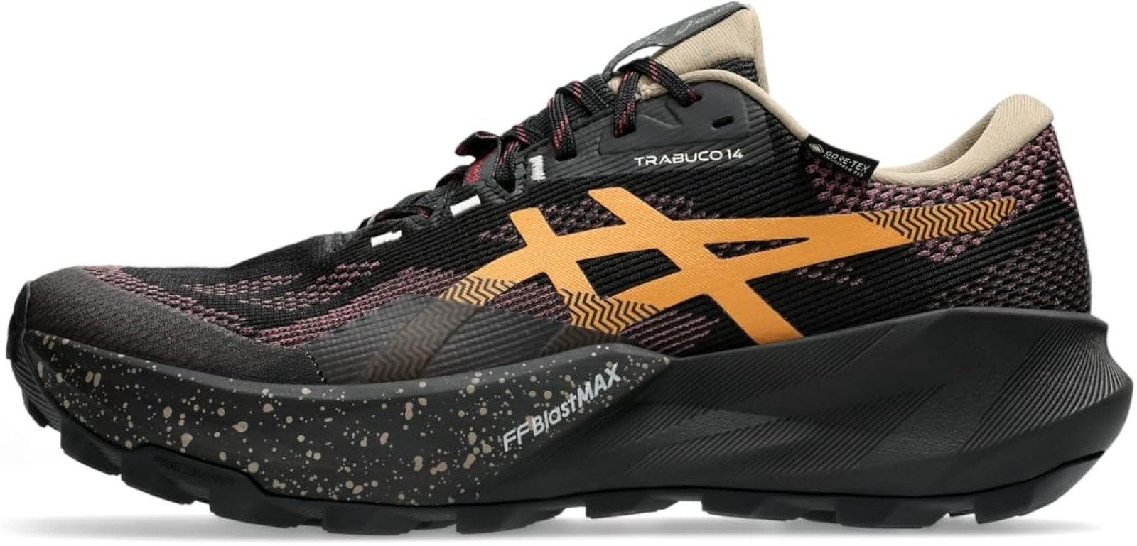 ASICS Men’s Trabuco 14 GTX Trail Running Shoes – Black/Brisket Red – 7.5