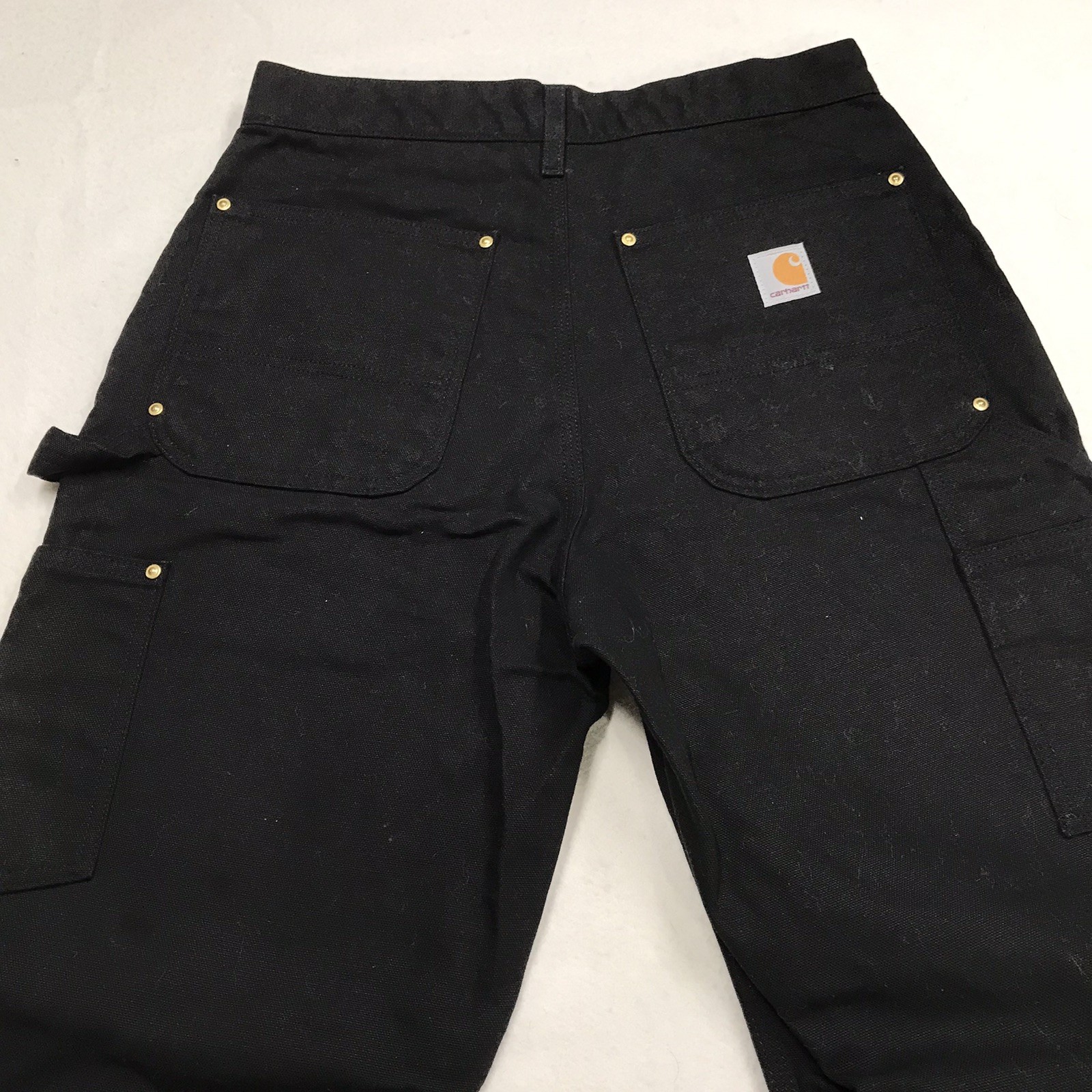 CARHARTT B01 Double Knee Work Jeans Men 28×32 (altered 31/32 tag) Black Loose