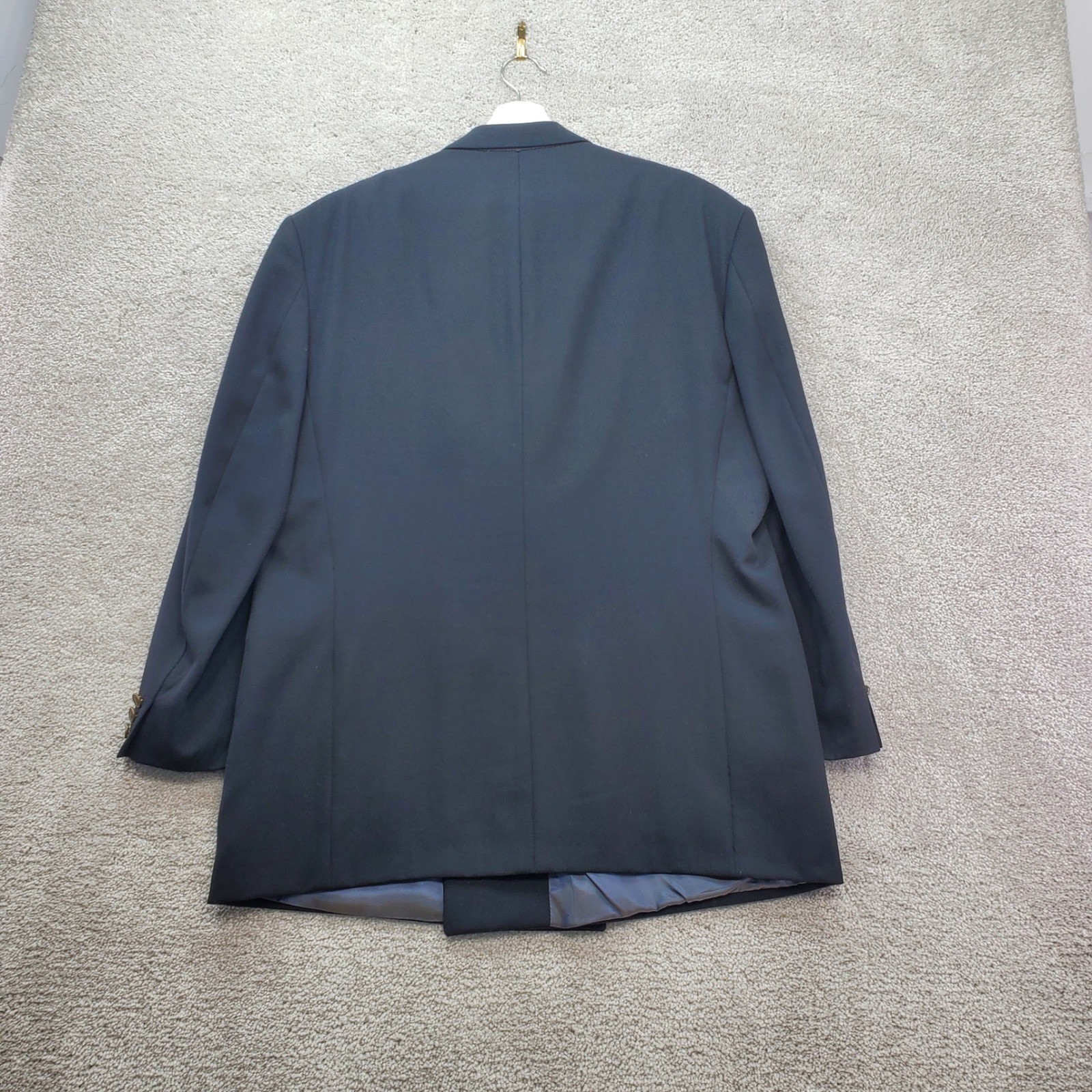 Pierre Cardin Mens Double Breasted Blazer 46 Black Gold Tone Buttons 9869
