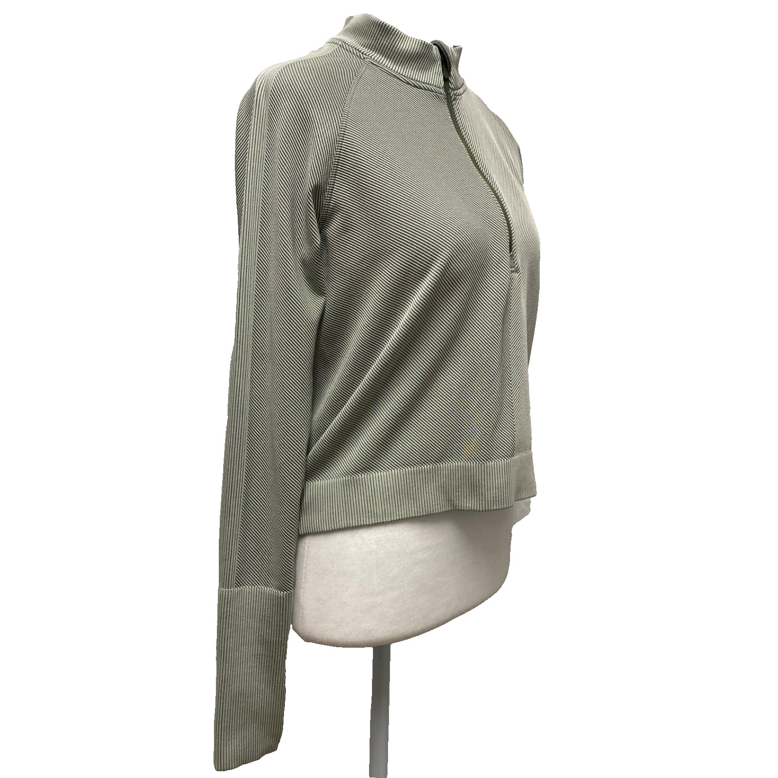 Lululemon Rest Less Cropped Half Zip Top Women 8? Green Long Sleeve Pullover
