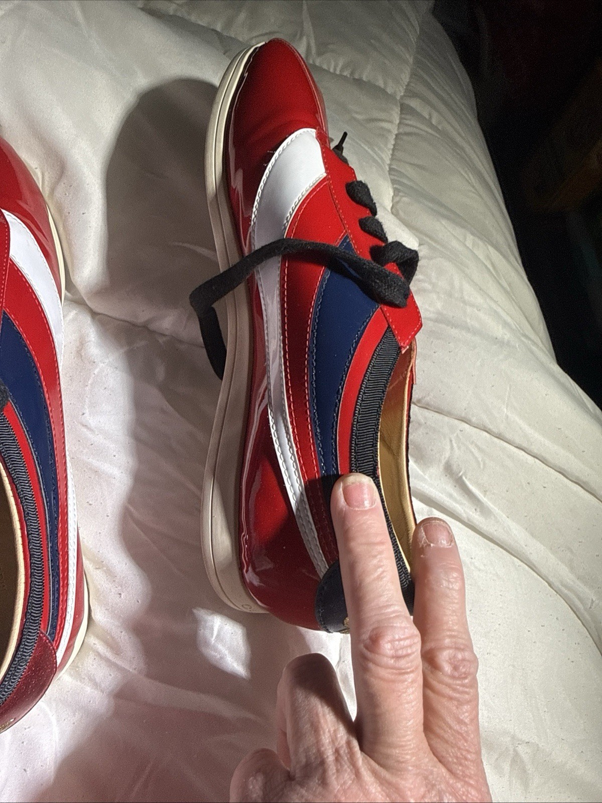 Gucci Falacer Hebron Web Patent Leather. U.S Size 7 men 8 women EU 41 Red Multi