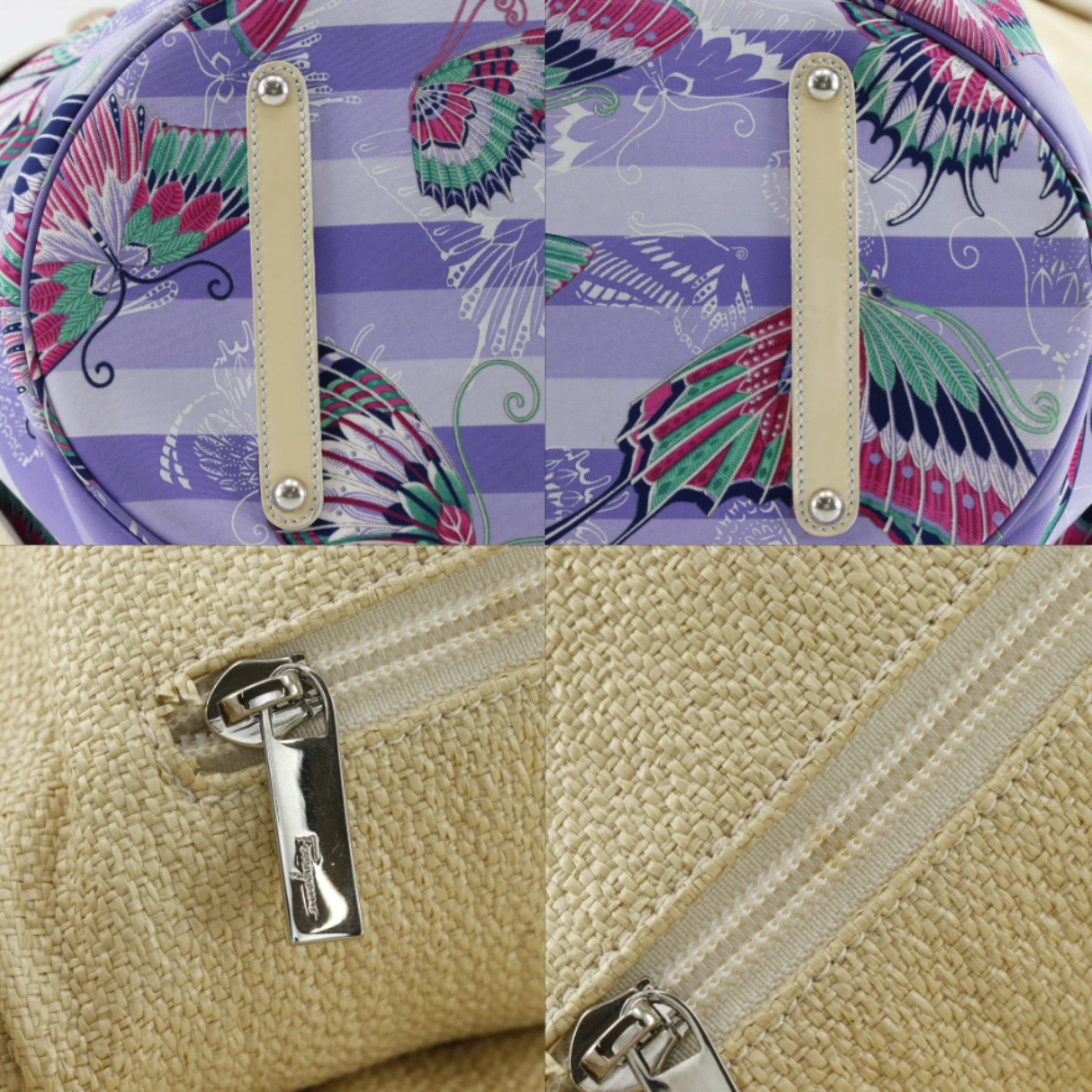Salvatore Ferragamo Butterfly Pattern AU-21 / 6411 Tote Nylon Purple Bag #NB2500
