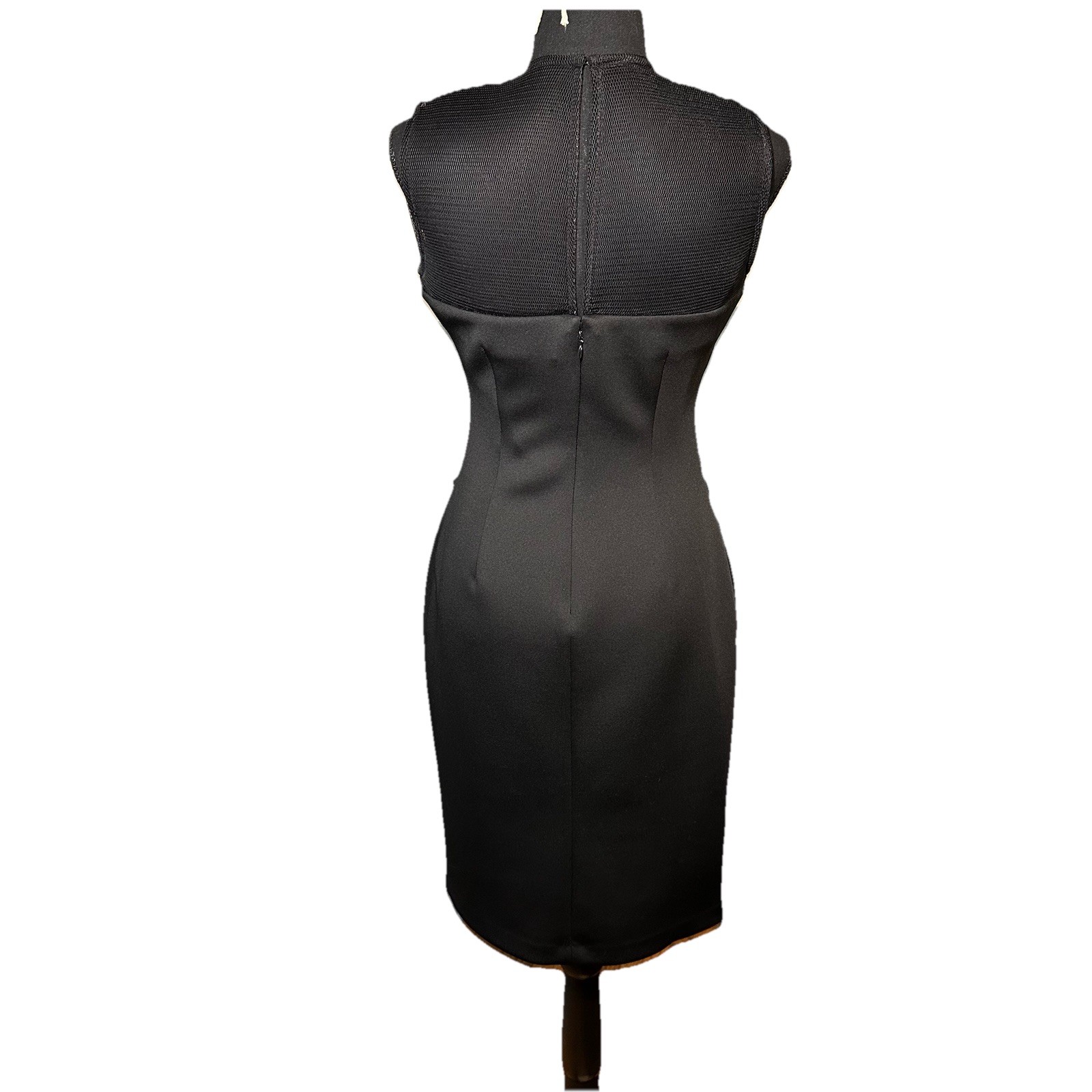Calvin Klein Black Neoprene Lace Embroidered Pencil Dress 4 Mini Sleeveless