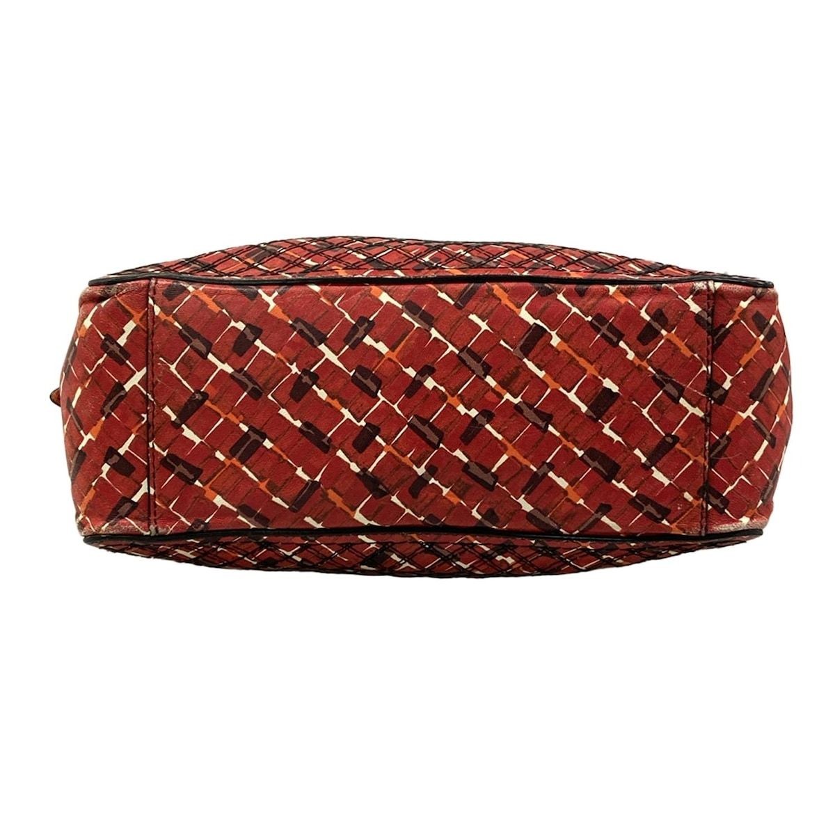 BOTTEGA VENETA Shoulder Bag Red x Dark Brown x Multi Chain Shoulder Stitch Leath