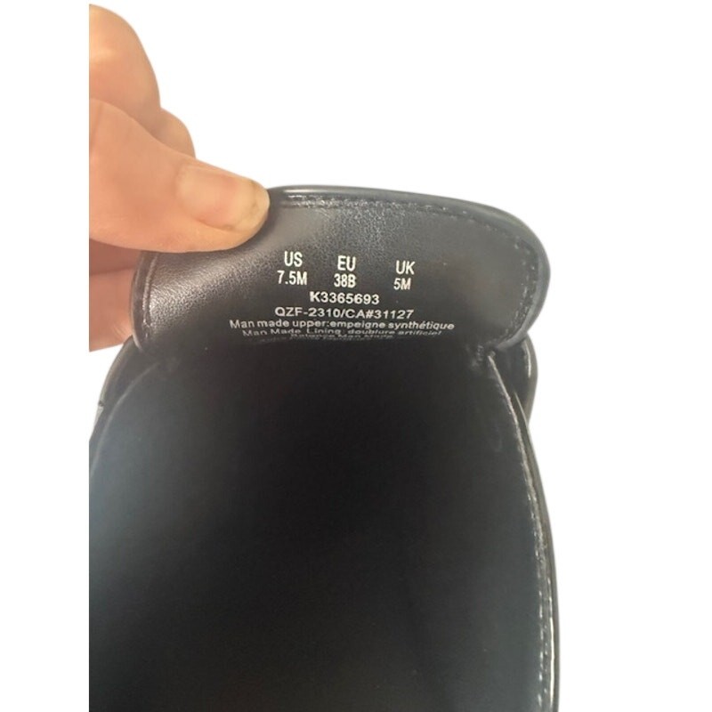 DKNY Black Patent Leather Penny Loafer Mules Slides Size 7.5