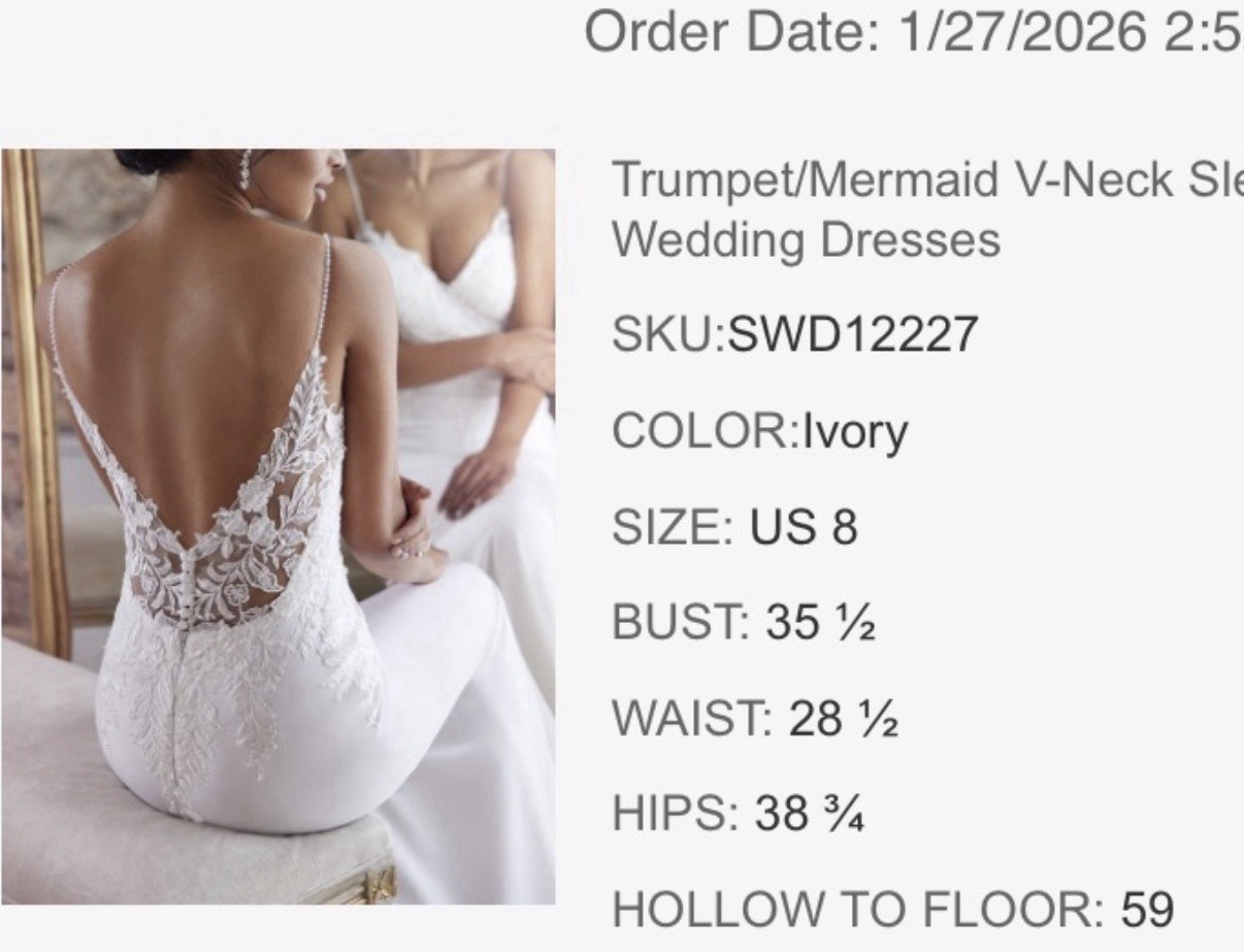 Wedding Dress Size 8, Never Worn- Only Tried On
