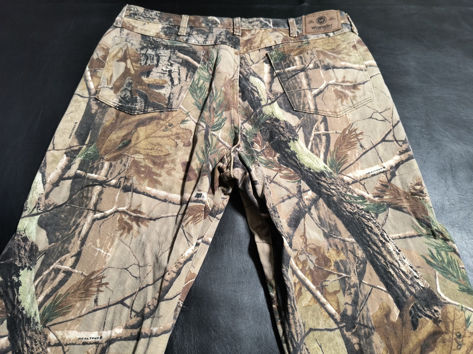 Wrangler Mens Camo Pants Real Tree Double Knee Hunting Fishing VTG 38×32