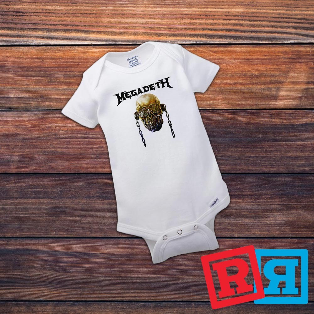 Megadeth Gerber Baby Onesie® Cotton Unisex White Short Sleeve Bodysuit