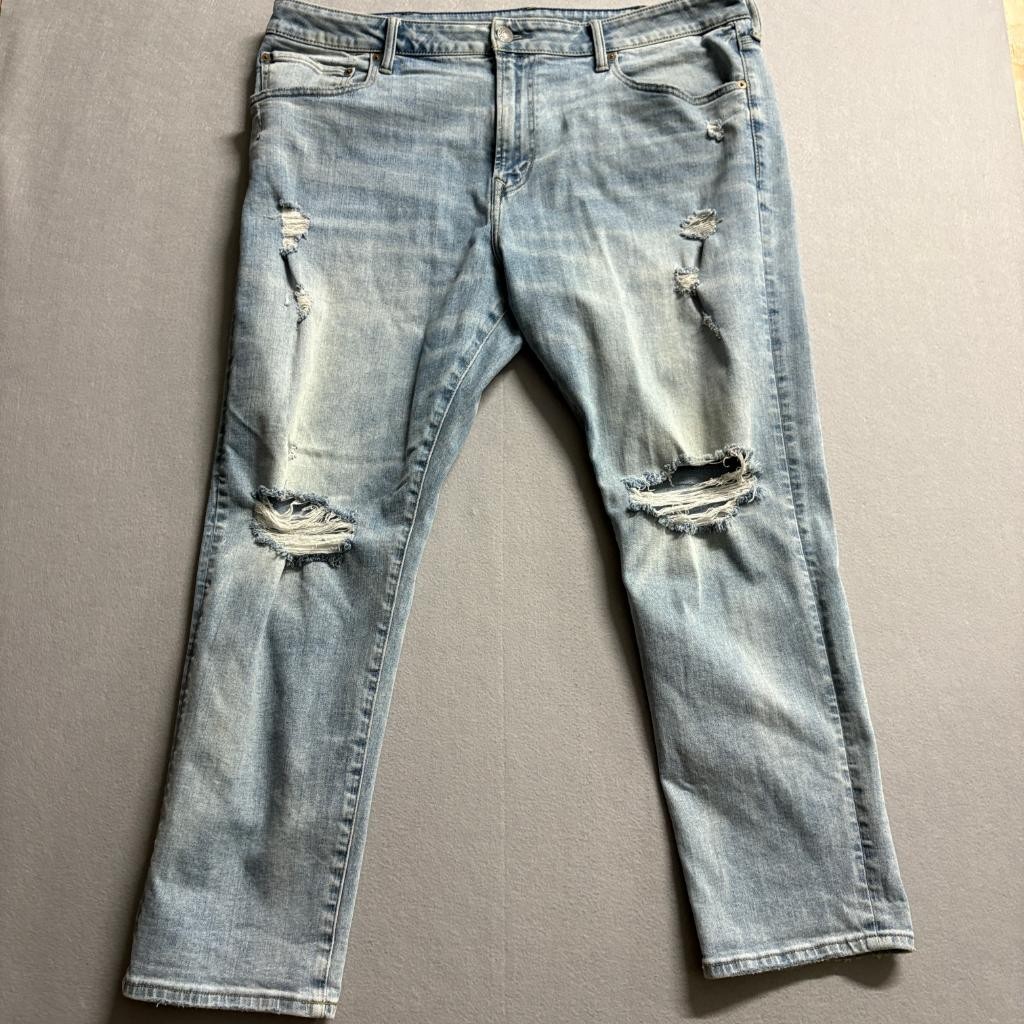 American Eagle Airflex Athletic Fit Distressed Jeans Mens 40×30 Light Wash Blue